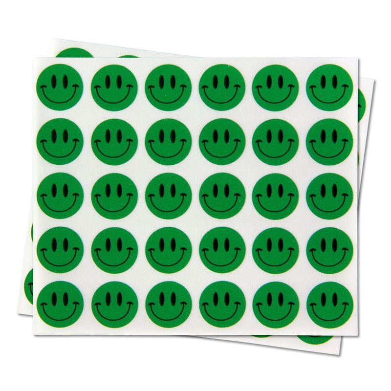 OfficeSmartLabels Happy Smiley Face Stickers (1/2 inch, Green - 300 Labels) Circle Dot Smiley Face Labels for Incentive or Motivation - Image 1